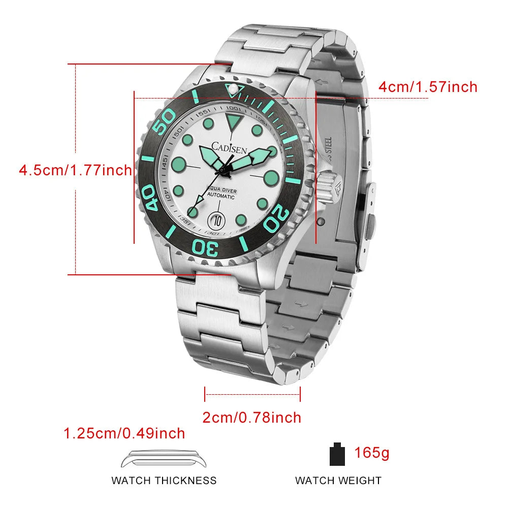 Relógio Automático Cadisen Aqua Diver Masculino - Maquinário Japonês