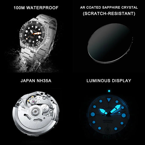 Relógio Automático Cadisen Aqua Diver Masculino - Maquinário Japonês