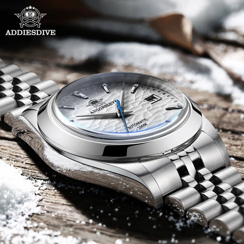 Relógio Automático Masculino ADDIESDIVE AD2118 – Maquinário Seiko NH35A, Vidro Safira e Pulseira Jubilee em Aço 316L (100m / 10 Bar)