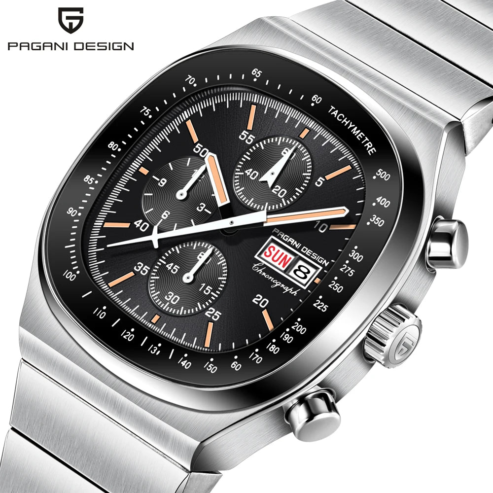 Relógio Masculino Cronógrafo PAGANI DESIGN PD1819 – Maquinário de Quartzo Japonês Miyota OS00, Vidro de Safira e À Prova D'água (Speedmaster / Testador de Velocidade)