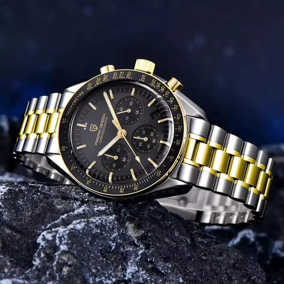 Pagani Design PD1701 Cronógrafo Quartzo VK63 – Safira AR Dourado