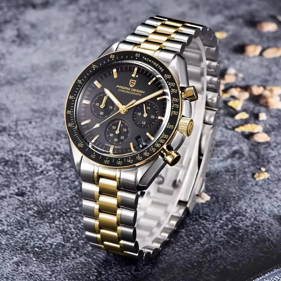 Pagani Design PD1701 Cronógrafo Quartzo VK63 – Safira AR Dourado